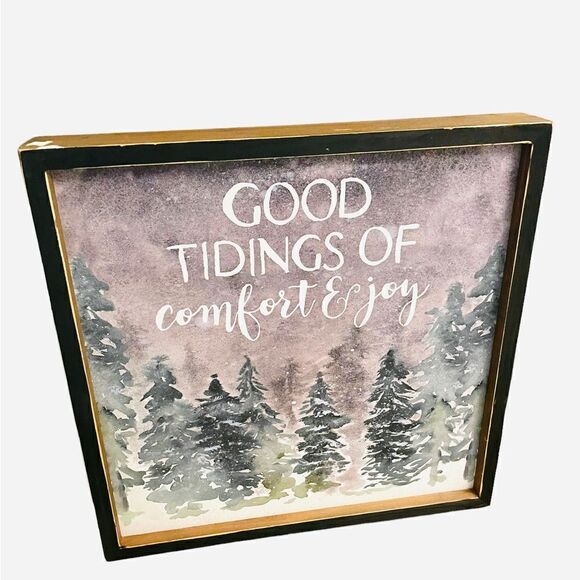 Primitives by Kathy Christmas Motivational Sign Good Tidings Comfort & Joy NWT - Picture 1 of 5